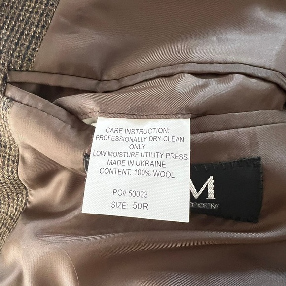 RBM Mens Wool Blazer Jacket Brown Tweed Elbow Patch Size 50R Old Money Academia - Picture 6 of 11